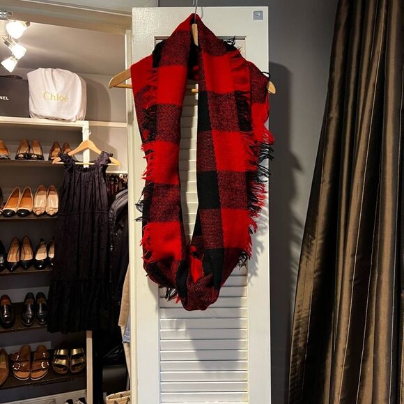 Red and Black Buffalo Check Infinity Scarf - Picture 2 of 3